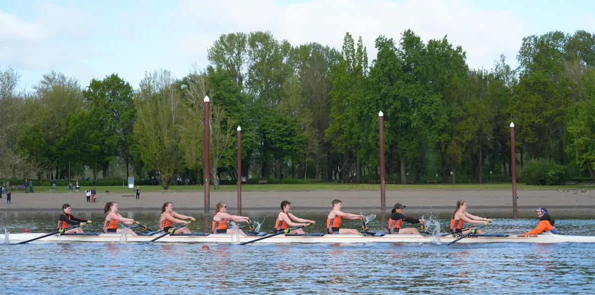 Lewis & Clark Rowing Crew on lake 